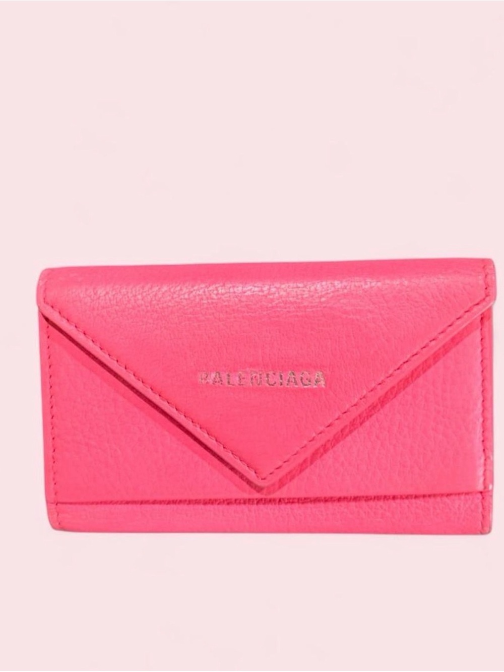 Balenciaga Trihold Pink Envelope Card Holder & Key ring wallet